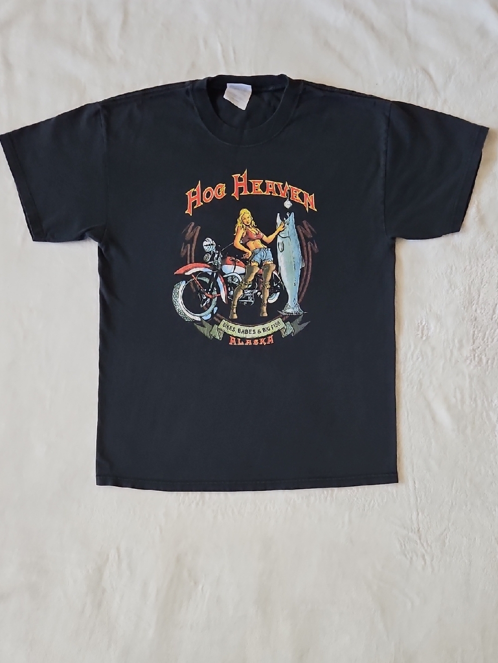 Hog Heaven Graphic Tee - Black with Red & Yellow Print